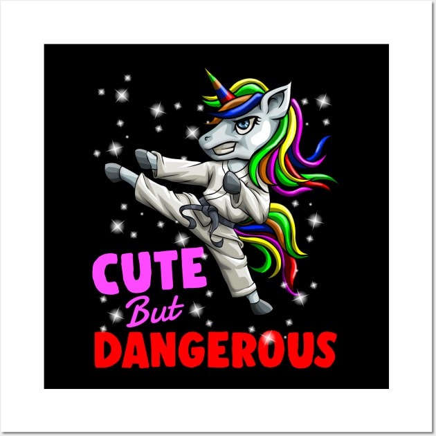 Cute But Dangerous Unicorn Funny Karate Taekwondo Gift Wall Art by Blink_Imprints10